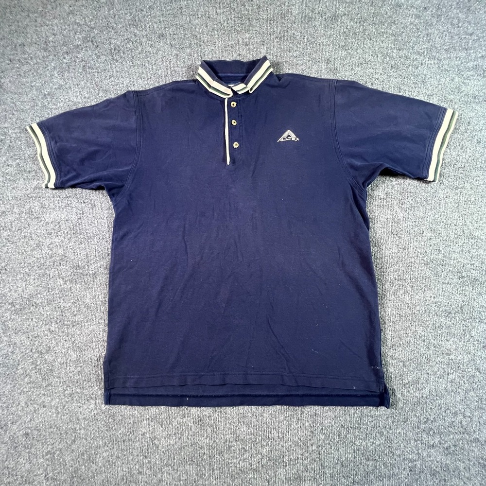 Vintage Lee Polo Shirt Mens L Blue Cotton Golf Sports Performance Retro Pique
